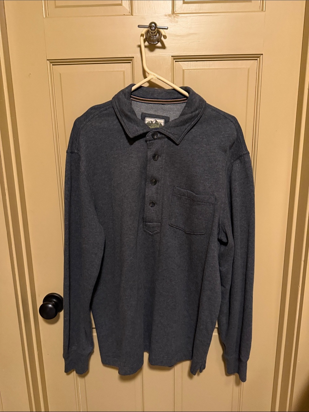 Bauer Men's Long-Sleeve Polo in Charcoal Gray